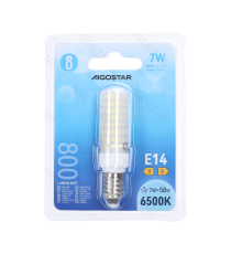 Lampadina led E14 7W attacco E14 770 lumen luce fredda 6500K, D19xH71 mm CRI 80+ Equivalenza incandescente: 58W Lampadina led E14 7W attacco E14 770 lumen luce fredda 6500K, D19xH71 mm CRI 80+ Equivalenza incandescente: 58W