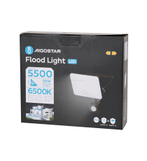 Flood light LED antiabbagliamento con sensore 50W 5500 lumen,luce fredda 6500K IP65 faro led Dimensioni: L198xW221xH54mm