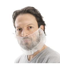 Copribarba con elastico nucale - taglia unica - PLP - bianco - Worker - conf. 100 pezzi Copribarba con elastico nucale - taglia unica - PLP - bianco - Worker - conf. 100 pezzi
