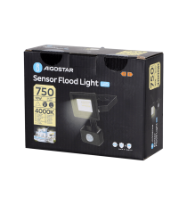Flood light LED con sensore 10W 750 lumen,luce naturale 4000K IP65 faro led Dimensioni:L150xW114xH53mm Serie05