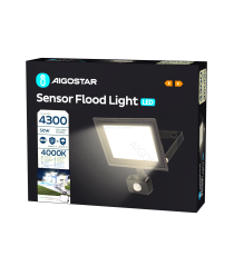 Flood light LED con sensore 50W 4300 lumen,luce naturale 4000K IP65 faro led Dimensioni:L220xW180xH53mm Serie05