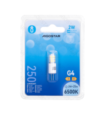 Lampadina Led G4 2W 250 lumen luce fredda 6500K Dimensioni:D10.5xH37mm Equivalenza incandescente:25W Angolo illuminazione 360