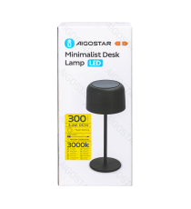 Lampada da scrivania nera ad energia solare 3W 280lumen,luce calda 3000K touch,da tavolo,regolazione intensità L130xW130xH300mm