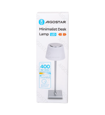 Lampada da scrivania ricaricabile argento 4W 400lumen,CCT con regolazione intensità e cambio colore touch, L130xW130xH380mm