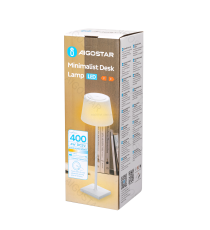 Lampada da scrivania ricaricabile bianca 4W 400lumen,CCT con regolazione intensità e cambio colore touch, L130xW130xH380mm