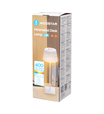 Lampada da scrivania ricaricabile bianca 4W 400lumen,RGB+CCT con regolazione intensità e cambio colore touch, L130xW130xH380mm