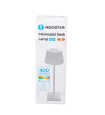 Lampada da scrivania ricaricabile bianca 4W 400lumen,RGB+CCT con regolazione intensità e cambio colore touch, L130xW130xH380mm