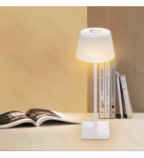 Lampada da scrivania ricaricabile bianca 4W 400lumen,RGB+CCT con regolazione intensità e cambio colore touch, L130xW130xH380mm