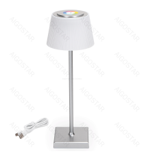 Lampada da scrivania ricaricabile argento 4W 400lumen,RGB+CCT con regolazione intensità e cambio colore touch, L130xW130xH380mm Lampada da scrivania ricaricabile argento 4W 400lumen,RGB+CCT con regolazione intensità e cambio colore touch, L130xW130xH380mm