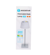 Lampada da scrivania ricaricabile argento 4W 400lumen,RGB+CCT con regolazione intensità e cambio colore touch, L130xW130xH380mm